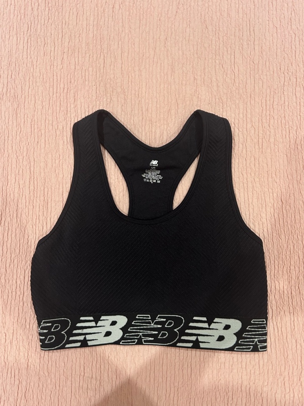 New Balance Black Logo Racerback Sports Bra
